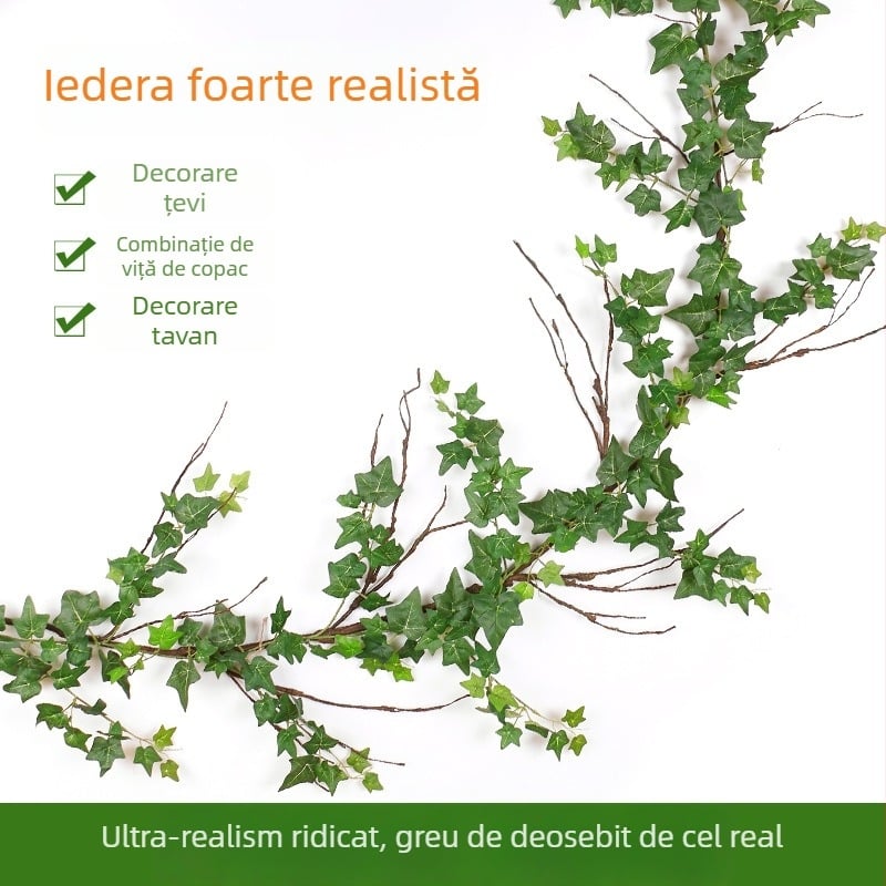 Viță artificială pentru decor, frunze verzi, liană din plastic, înălțime 100–200 cm
