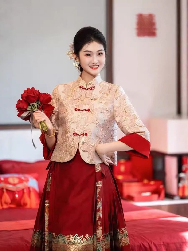 Ținuta de nuntă în stil chinezesc pentru femei, Rochie Xiuhe, elegantă pentru logodnă și banchet