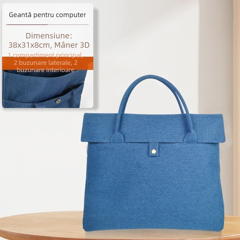 Geantă de conferință brodată, din material Oxford impermeabil, cu compartiment pentru laptop (15 inch)