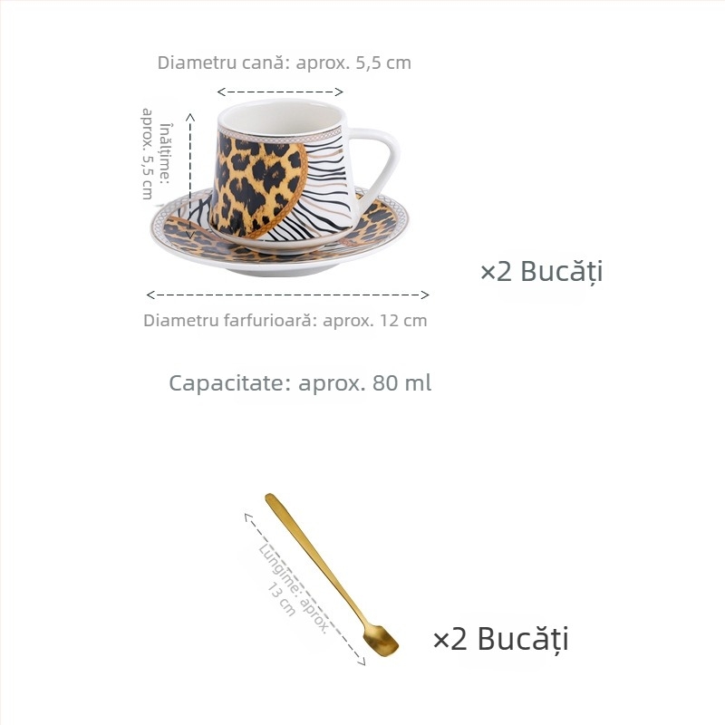 Set de căni espresso în stil turcesc, cu farfurioare ceramice cu margine aurie, stil european, mic lux pentru ceaiul de după-amiază, ușor defectuos