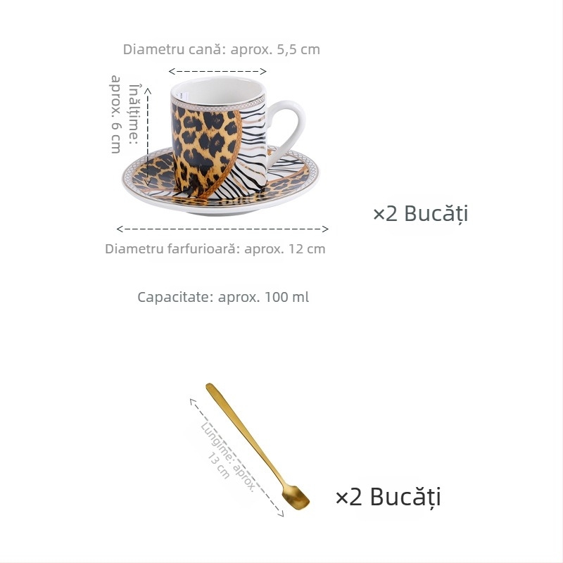 Set de căni espresso în stil turcesc, cu farfurioare ceramice cu margine aurie, stil european, mic lux pentru ceaiul de după-amiază, ușor defectuos