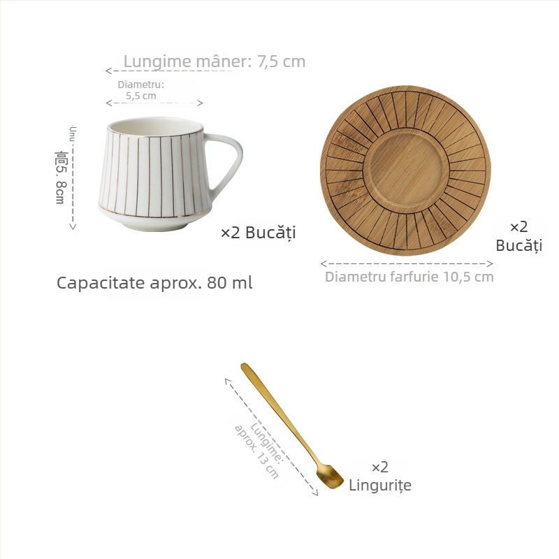 Set de căni espresso în stil turcesc, cu farfurioare ceramice cu margine aurie, stil european, mic lux pentru ceaiul de după-amiază, ușor defectuos
