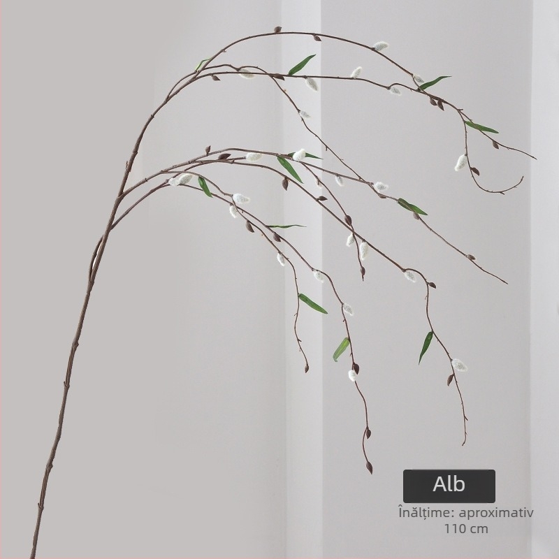 Ramuri artificiale de salcie – ramuri mari pentru decorarea spațiilor, aranjamente suspendate, flori artificiale și plante decorative, ramuri Snow Willow