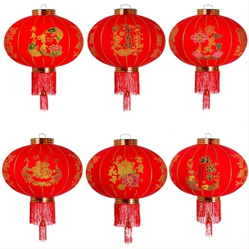 Fenar roșu pentru Anul Nou Chinezesc, lanternă decorativă de exterior impermeabilă, cu textură velurată