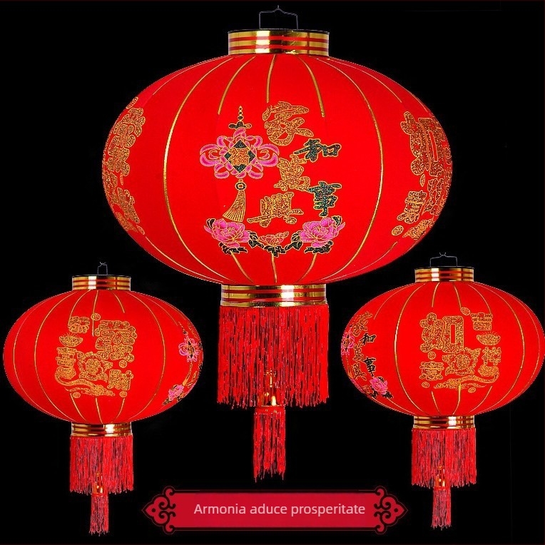 Fenar roșu pentru Anul Nou Chinezesc, lanternă decorativă de exterior impermeabilă, cu textură velurată