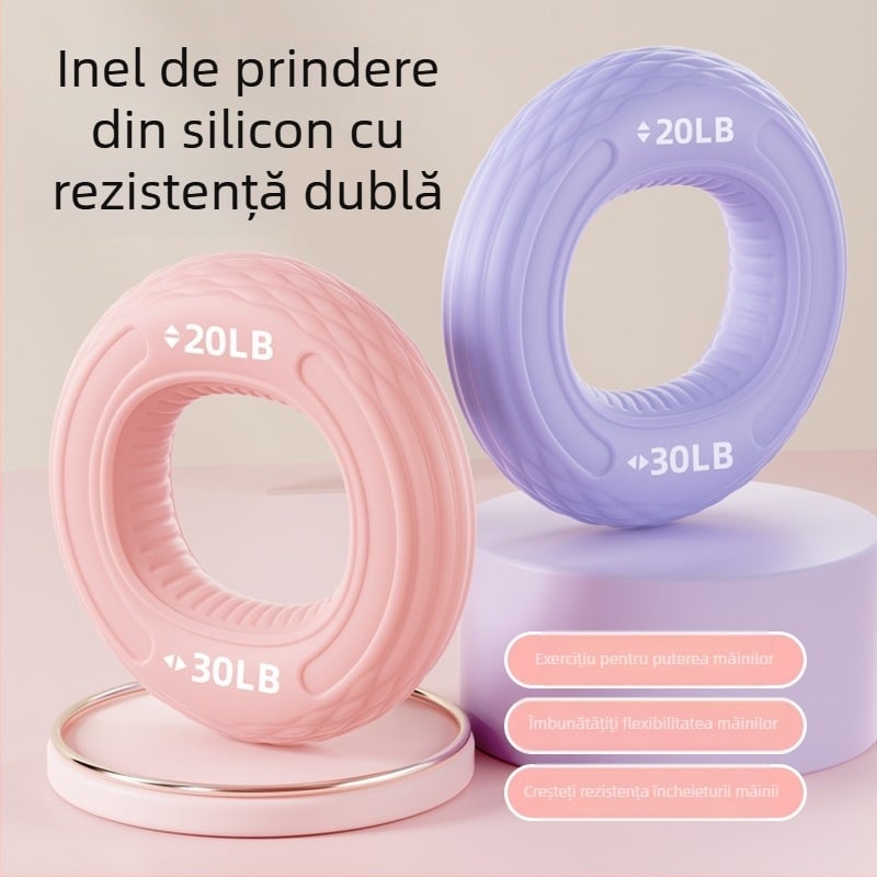 Inel de prindere din silicon cu dublă rezistență, pentru antrenamentul brațului și mâinii, forță și flexibilitate a degetelor