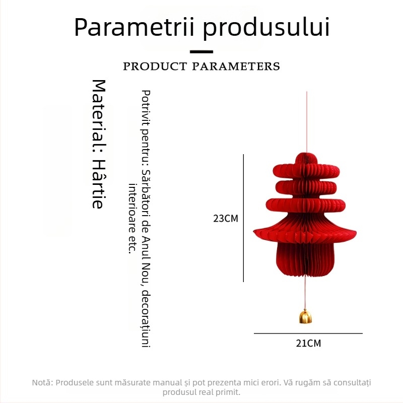 2026 Lanterne din hârtie roșie cu model fagure – două dimensiuni – decor pentru Anul Nou