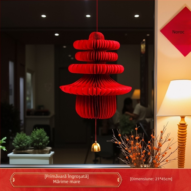 2026 Lanterne din hârtie roșie cu model fagure – două dimensiuni – decor pentru Anul Nou