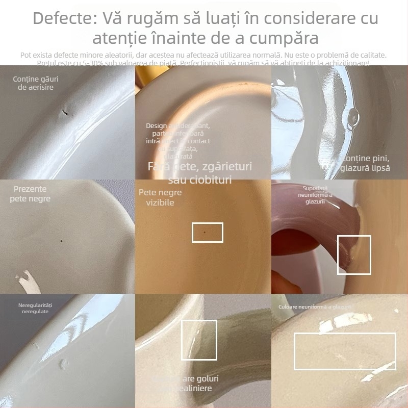 Set ceramic ceașcă și farfurioară cu lingură, ceașcă latte, design retro, lux discret.