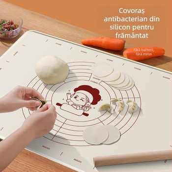 Covoraș din silicon pentru frământat aluat, suprafață alimentară, dimensiune mărită și grosime sporită, antiaderent pentru întinderea aluatului casnic.