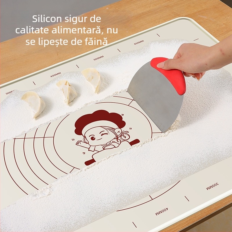 Covoraș din silicon pentru frământat aluat, suprafață alimentară, dimensiune mărită și grosime sporită, antiaderent pentru întinderea aluatului casnic.