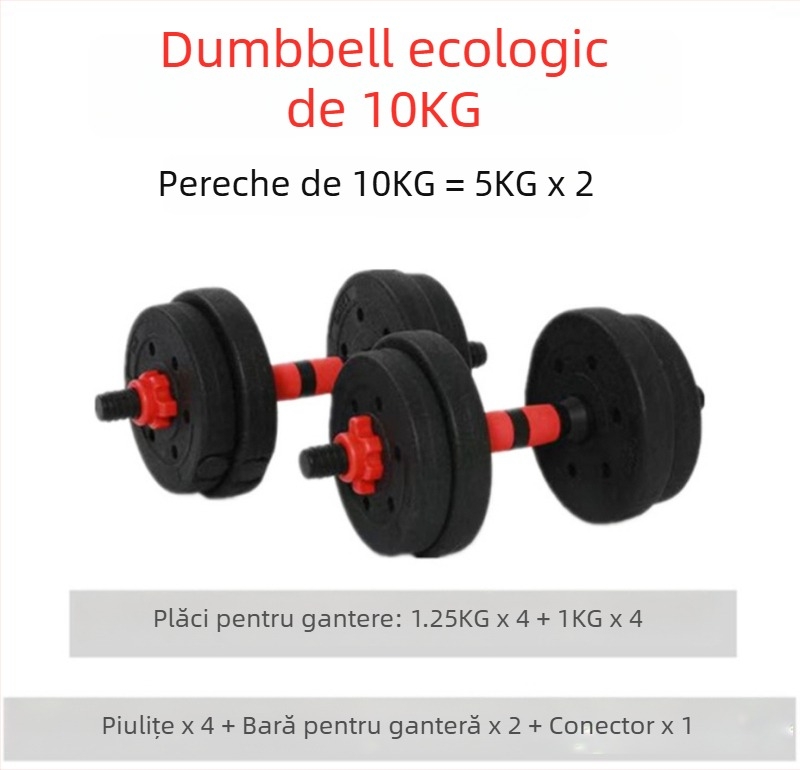 Set de gantere din ciment pentru uz casnic, reglabil 20–30 kg, cu bară și gantere, ecologic