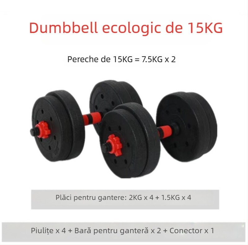 Set de gantere din ciment pentru uz casnic, reglabil 20–30 kg, cu bară și gantere, ecologic