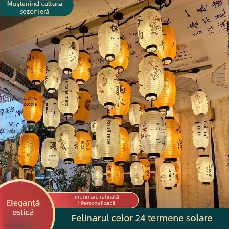 Lanternă decorativă de exterior, impermeabilă, șir de lanterne pentru perete, în stil pastoral chinezesc, pentru pensiuni, ceainării și zone pitorești