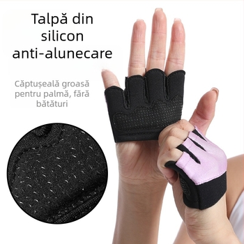 Mănuși din silicon cu patru degete pentru antrenament, antiderapante, protecție împotriva bătăturilor, design semi-palmă pentru gantere și bară