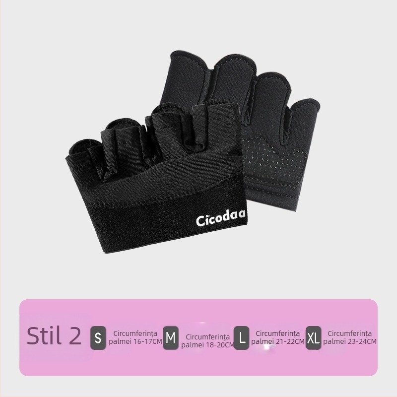 Mănuși din silicon cu patru degete pentru antrenament, antiderapante, protecție împotriva bătăturilor, design semi-palmă pentru gantere și bară