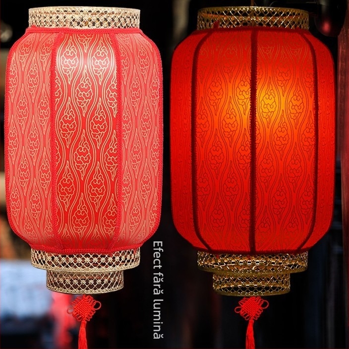Fenar din piele de oaie cu logo imprimat – pentru exterior, felinare roșii în stilul orașului antic chinezesc, impermeabile, design clasic chinez