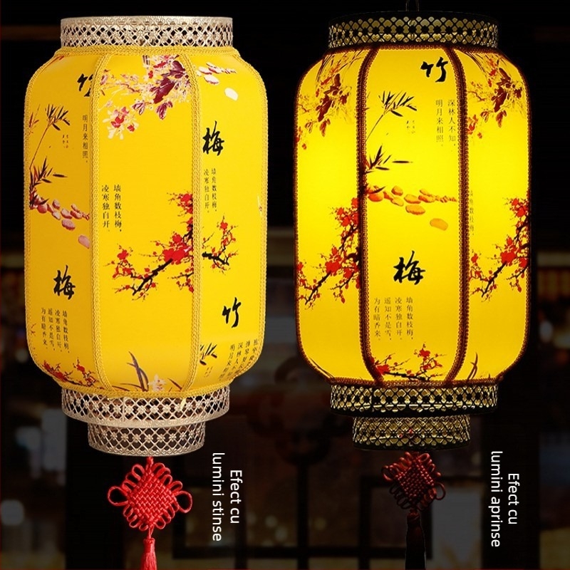Fenar din piele de oaie cu logo imprimat – pentru exterior, felinare roșii în stilul orașului antic chinezesc, impermeabile, design clasic chinez