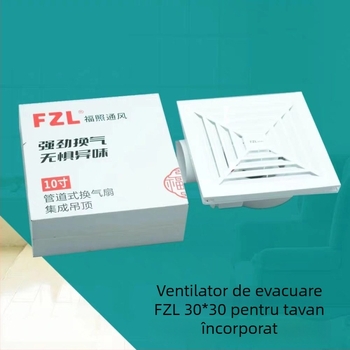 Ventilator de evacuare pentru baie montat pe plafon, silențios, carcasă din plastic, ventilație de mare viteză