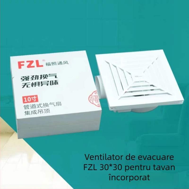 Ventilator de evacuare pentru baie montat pe plafon, silențios, carcasă din plastic, ventilație de mare viteză