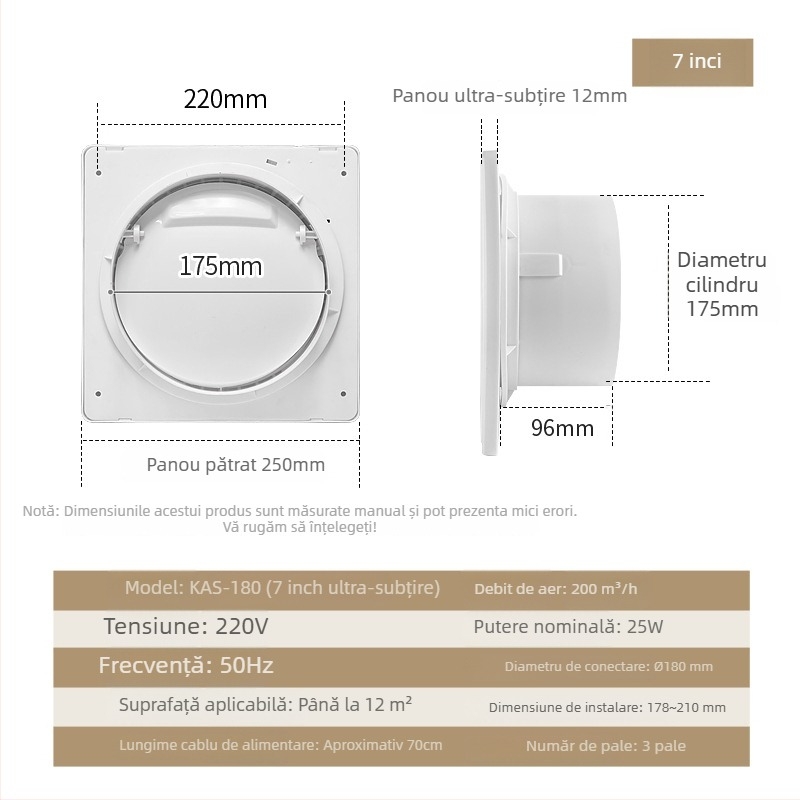 Kay Sheng Ventilator de baie, montaj la fereastră/pe perete, 4–6 inchi, silențios, cu clapetă de sens