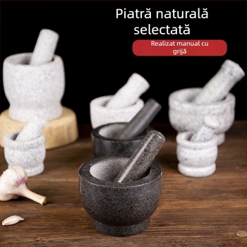 Moară de usturoi din piatră naturală cu decojorator și zdrobitor, pentru bucătărie