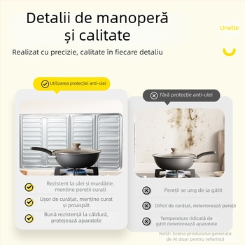 Protecție pentru stropi de ulei la aragaz din folie de aluminiu – izolație termică, durabilă