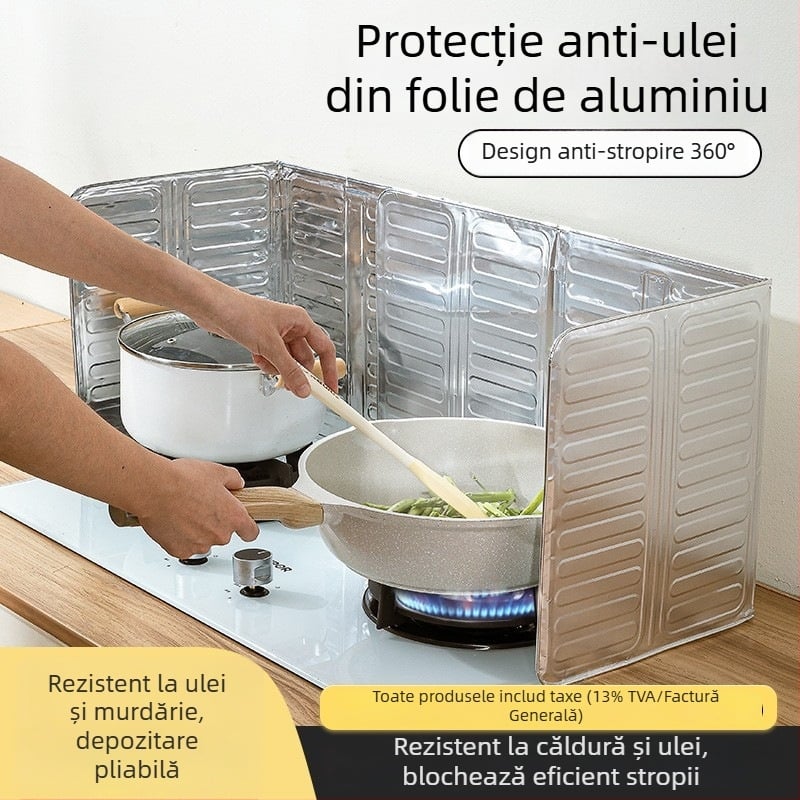 Protecție pentru stropi de ulei la aragaz din folie de aluminiu – izolație termică, durabilă