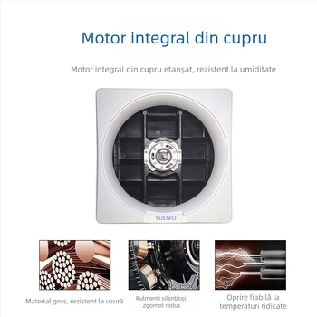 Yue Niu Ventilator de evacuare cu fereastră pentru baie și bucătărie, ventilație pentru casă, montaj suspendat sau pe perete, zgomot redus