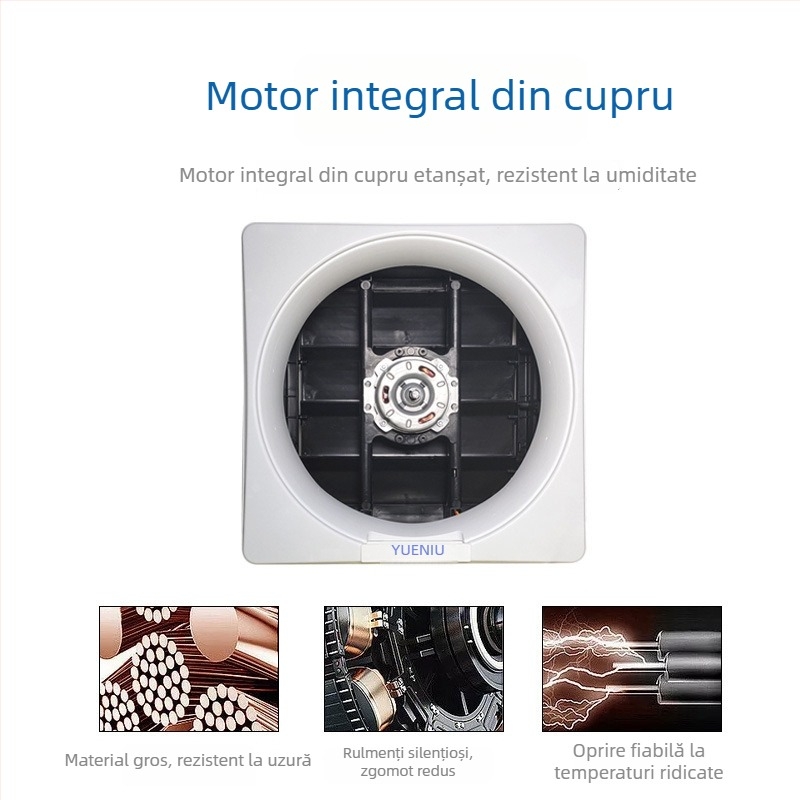 Yue Niu Ventilator de evacuare cu fereastră pentru baie și bucătărie, ventilație pentru casă, montaj suspendat sau pe perete, zgomot redus