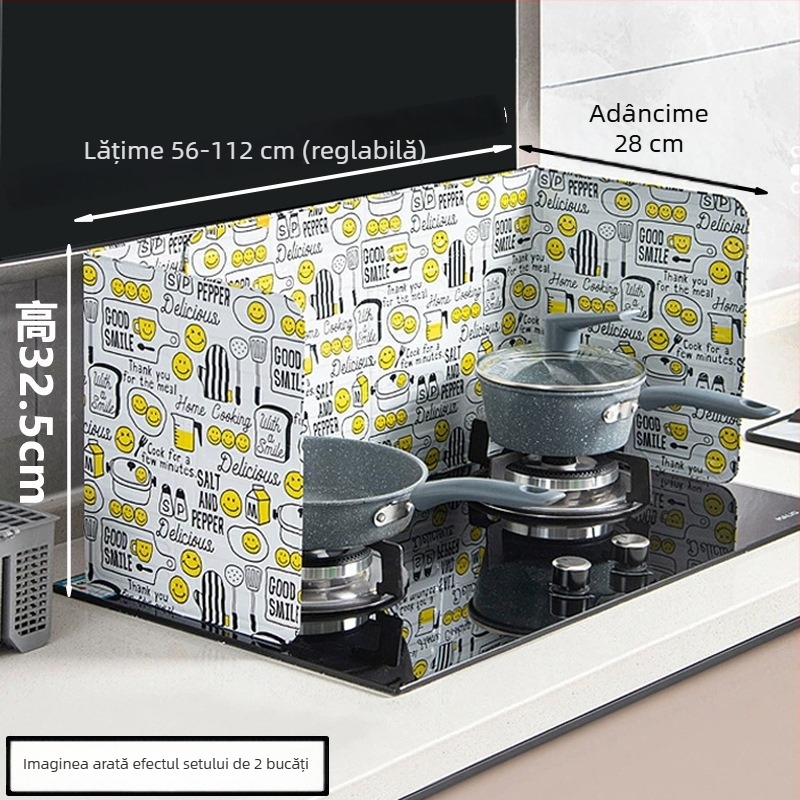 Protecție împotriva stropilor de ulei pentru aragazul cu gaz, rezistentă la temperaturi înalte, placă izolatoare din aluminiu, pliabilă