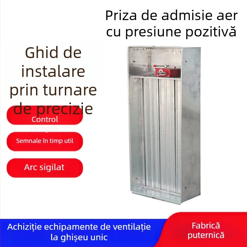 Ieșire de aer galvanizată cu presiune pozitivă, control electric de la distanță, evacuare fum cu mai multe palete pentru casa scărilor din supermarket