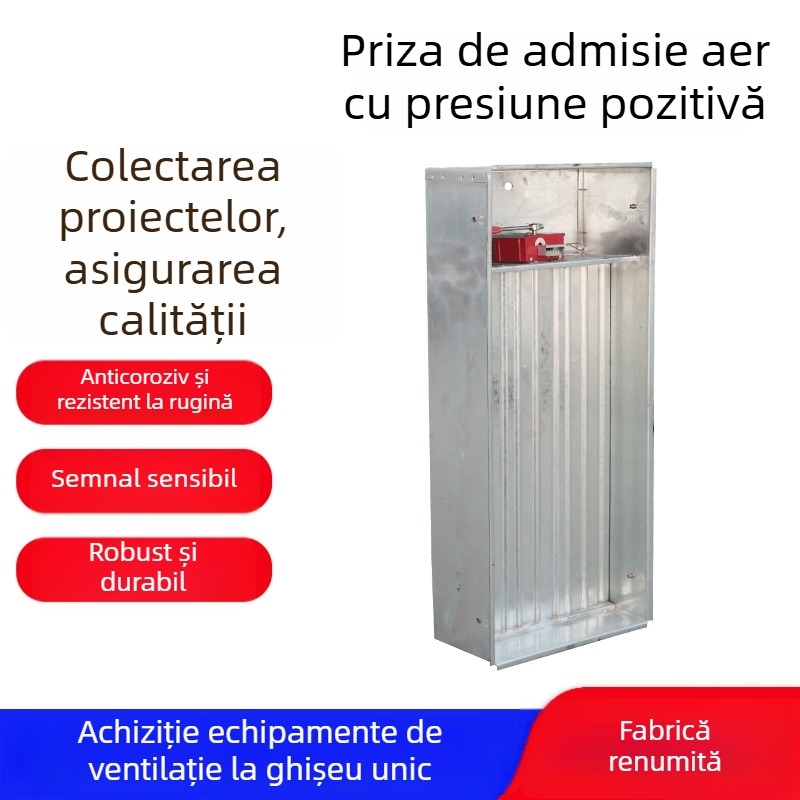 Ieșire de aer galvanizată cu presiune pozitivă, control electric de la distanță, evacuare fum cu mai multe palete pentru casa scărilor din supermarket