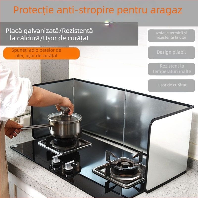 Protecție anti-stropiri din placă galvanizată pentru aragaz și chiuvetă, barieră anti-stropire, protecție la vânt, izolație termică