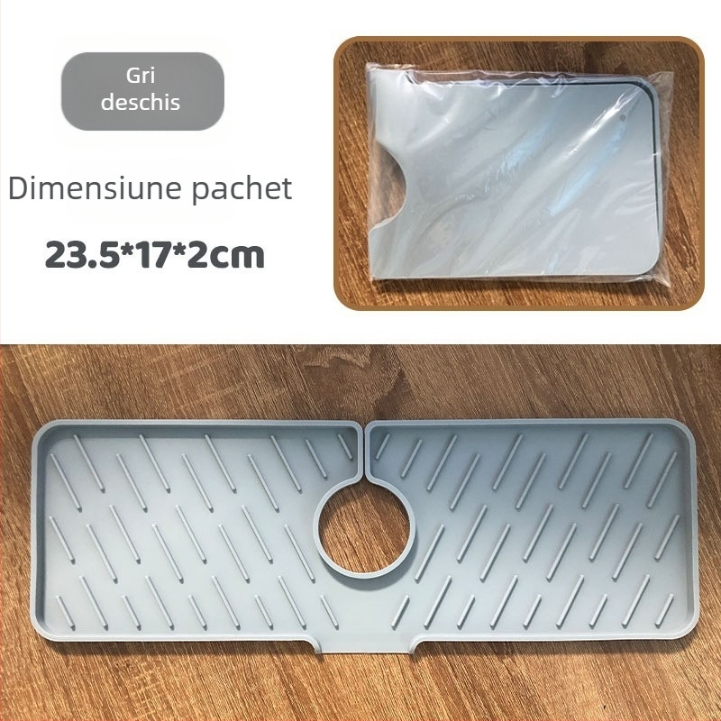 Covoraș din silicon pentru drenaj la robinet, anti-strop, barieră de apă pentru chiuveta de bucătărie, covoraș de drenaj în pantă