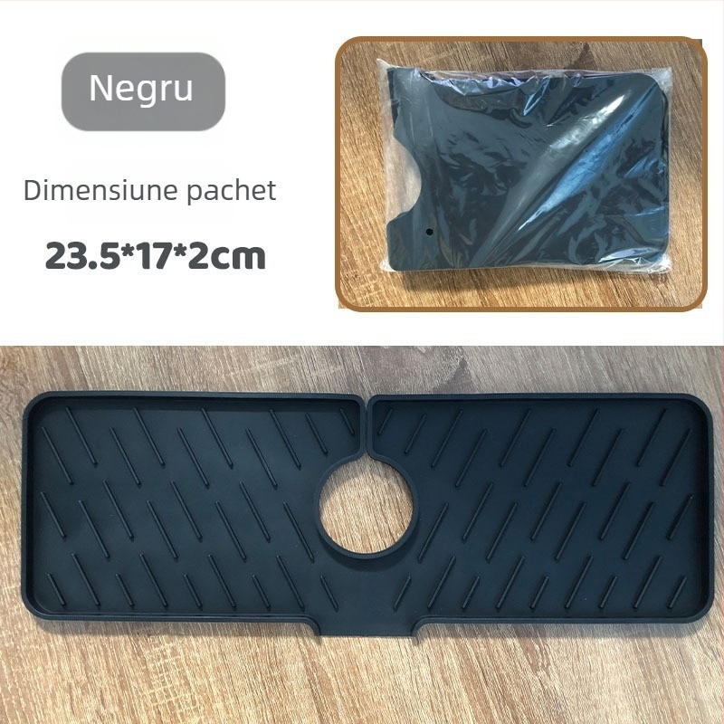 Covoraș din silicon pentru drenaj la robinet, anti-strop, barieră de apă pentru chiuveta de bucătărie, covoraș de drenaj în pantă