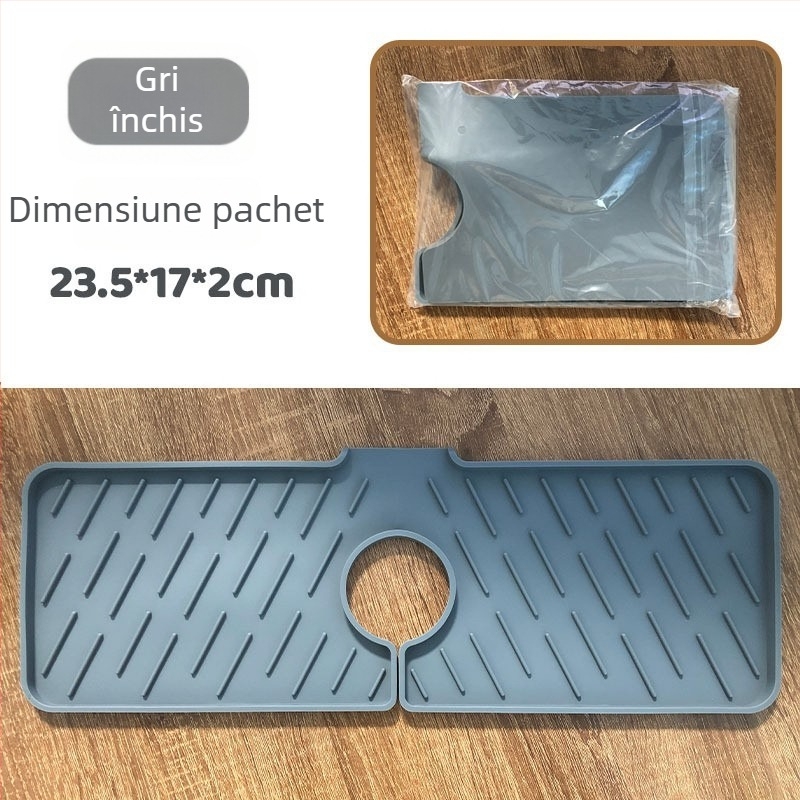 Covoraș din silicon pentru drenaj la robinet, anti-strop, barieră de apă pentru chiuveta de bucătărie, covoraș de drenaj în pantă