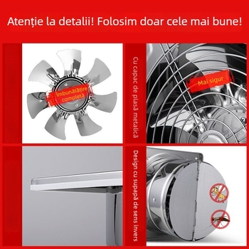 Ventilator de evacuare pentru bucătărie din oțel inoxidabil, montat pe perete, fără montaj, mobil, ventilator electric