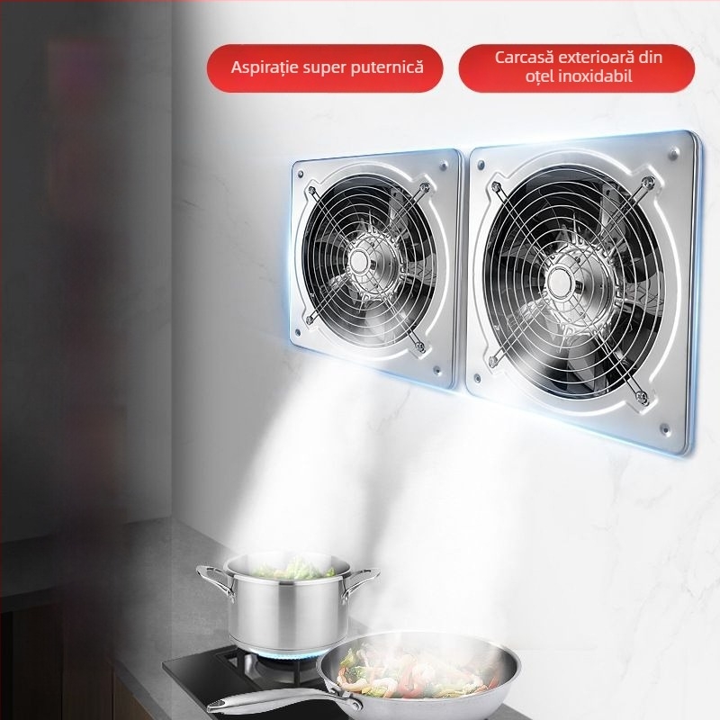Ventilator de evacuare pentru bucătărie din oțel inoxidabil, montat pe perete, fără montaj, mobil, ventilator electric