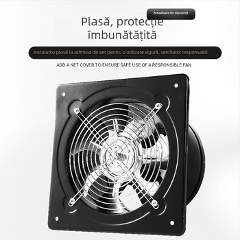 Ventilator de evacuare de 6 inch pentru baie, tip fereastră, montaj pe perete, negru, rezistent la praf, ventilator de bucătărie