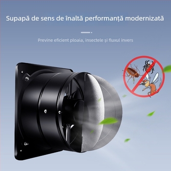 Ventilator de evacuare de 6 inch pentru baie, tip fereastră, montaj pe perete, negru, rezistent la praf, ventilator de bucătărie