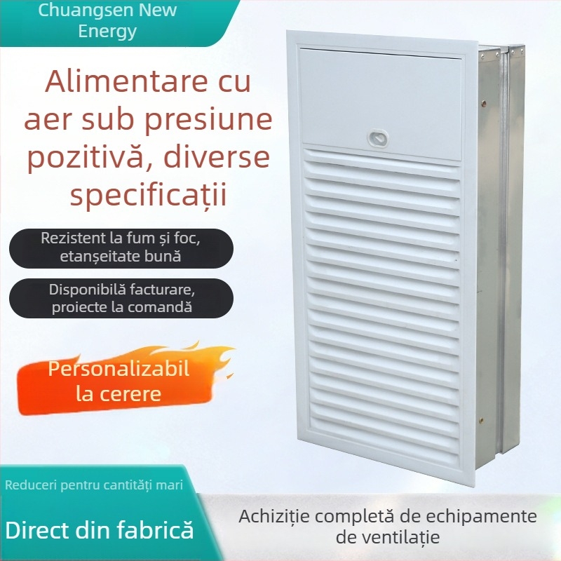 Ventil de furnizare a aerului la presiune pozitivă, cu evacuare fum cu palete multiple, evacuare pentru scară, protecție împotriva incendiilor cu închidere electrică