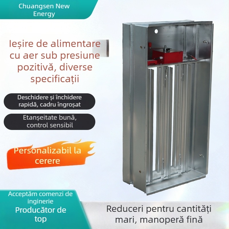 Ventil de furnizare a aerului la presiune pozitivă, cu evacuare fum cu palete multiple, evacuare pentru scară, protecție împotriva incendiilor cu închidere electrică