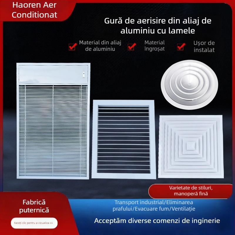 Orificiu de aer din aliaj de aluminiu, lamelat dublu, rezistent la apă, cu sistem detașabil de aer proaspăt, grilă în stil grilă