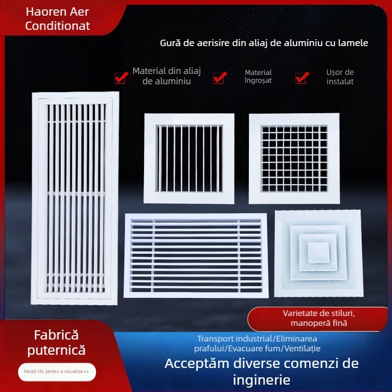 Orificiu de aer din aliaj de aluminiu, lamelat dublu, rezistent la apă, cu sistem detașabil de aer proaspăt, grilă în stil grilă