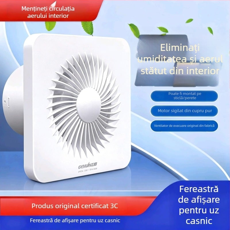 Ventilator de ventilație pentru baie și bucătărie, cu panou din sticlă, rotund (APC-J, 220V)