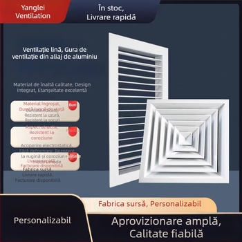 Fereastră de retur a aerului din aliaj de aluminiu, cu ventilație reglabilă, lamele dublu-strat pentru atelier fără praf