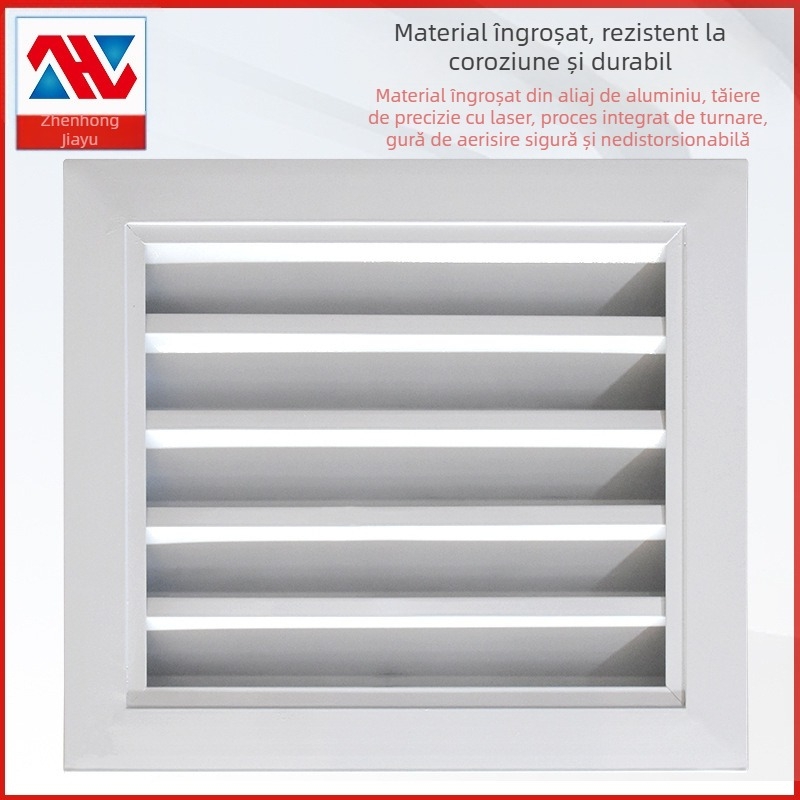 Difuzor de aer din aliaj de aluminiu cu lamele, pentru ventilație centrală interioară, cu un singur sau dublu strat, rezistent la ploi