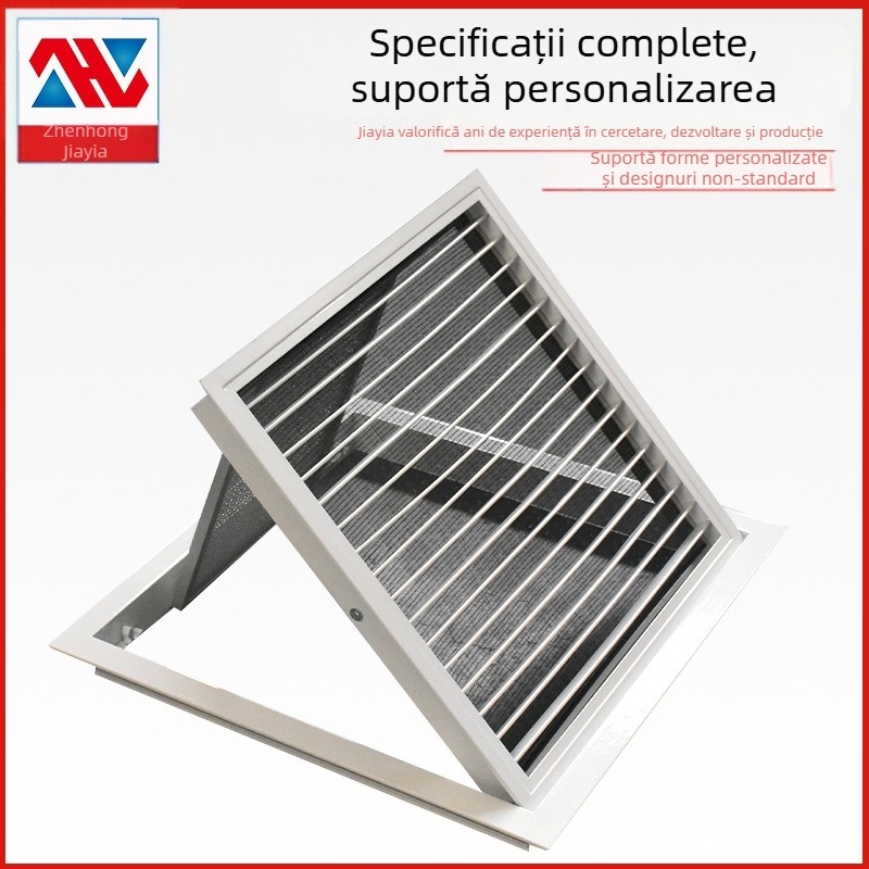 Difuzor de aer din aliaj de aluminiu cu lamele, pentru ventilație centrală interioară, cu un singur sau dublu strat, rezistent la ploi