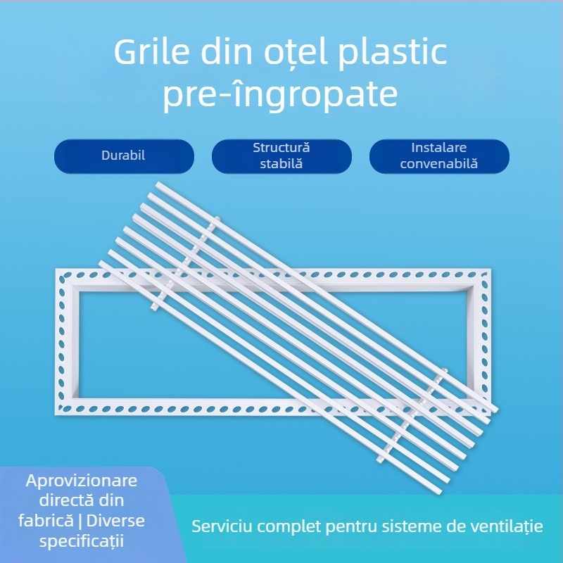 Grilă încastrată din gips-carton, din oțel-plastic, pentru ieșirea de aer a climatizării centrale